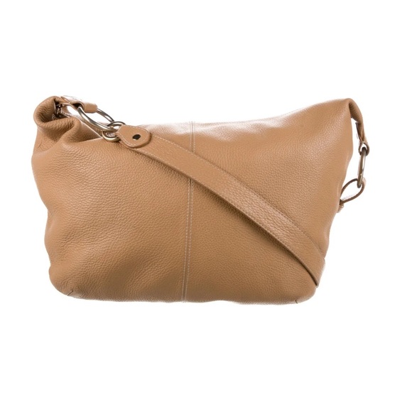 Tan soft pebbled leather hobo crossbody purse - Picture 2 of 8